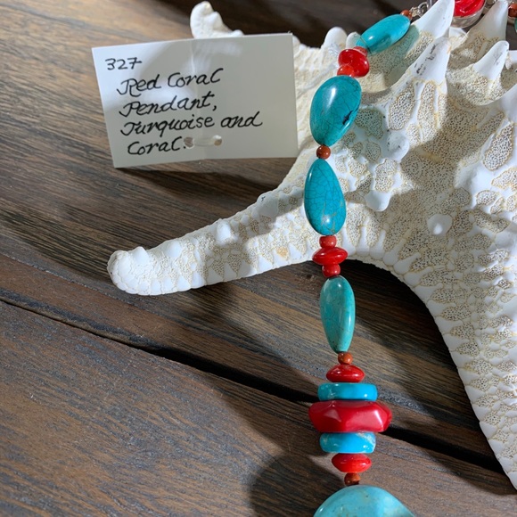 Fabulous sterling Coral and turquoise necklace - Picture 2 of 6